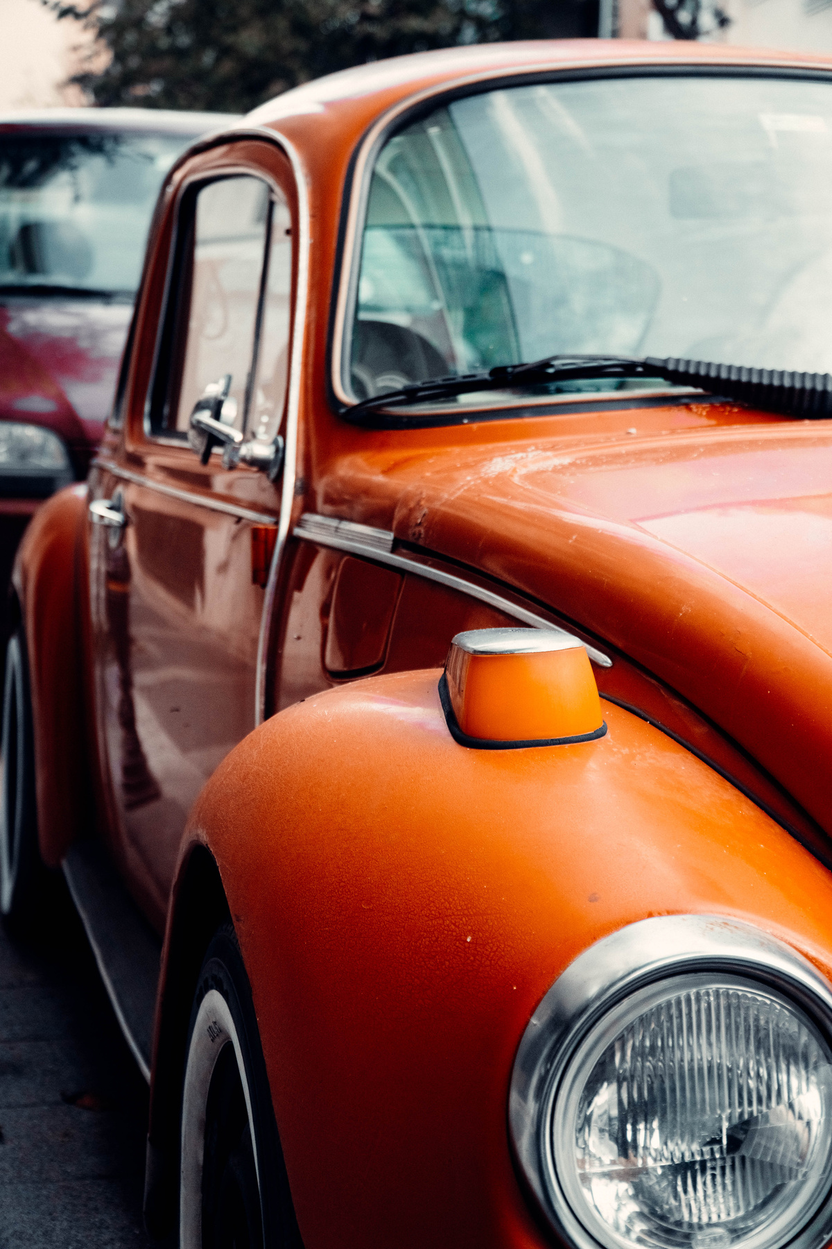 Close-Up Shot of Orange Car